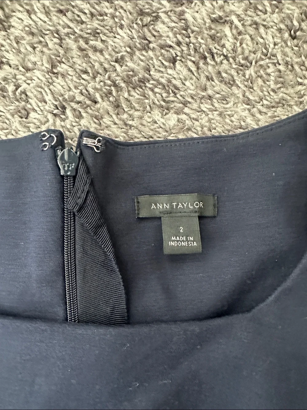Ann Taylor Navy Sleeveless Belted Midi Dress - Picture 3 of 6